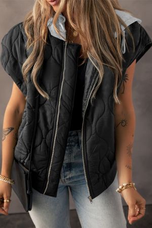 Women’s Quilted Vest with Hood and Zip Closure