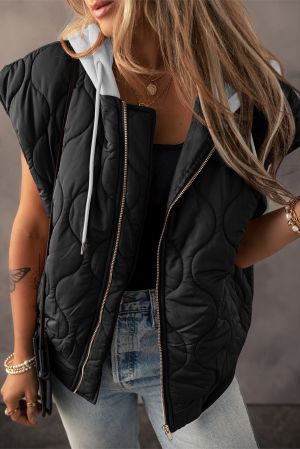 Women’s Quilted Vest with Hood and Zip Closure