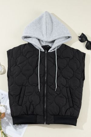 Women’s Quilted Vest with Hood and Zip Closure