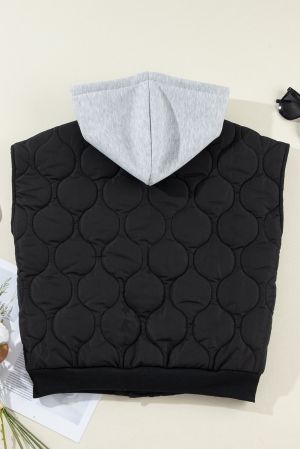 Women’s Quilted Vest with Hood and Zip Closure