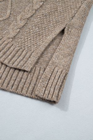 Women’s Knitted Sweater with High Neck and Textured Knit