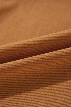 Women’s Short Ribbed Velvet Dress in Caramel Brown