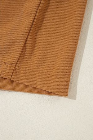 Women’s Short Ribbed Velvet Dress in Caramel Brown