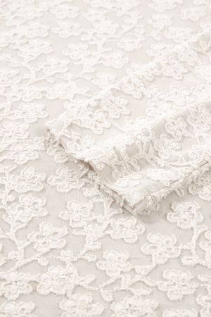 Women’s White Floral Lace Blouse with Long Sleeves