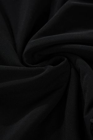 Women’s Black Sequin Blouse with Sheer Long Sleeves