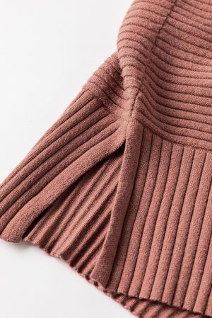 Women’s Long Brown Sweater Tunic with Turtleneck
