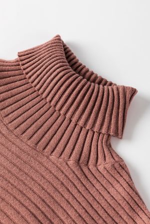 Women’s Long Brown Sweater Tunic with Turtleneck