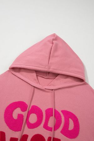 Women’s Pink GOOD VIBES Hoodie with Chenille Lettering