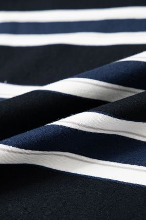 Women's Cotton Striped Sweatshirt in Navy Blue and White